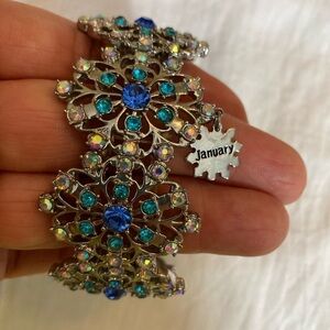 Snowflake Winter January‎ Jeweled Stretch Bracelet